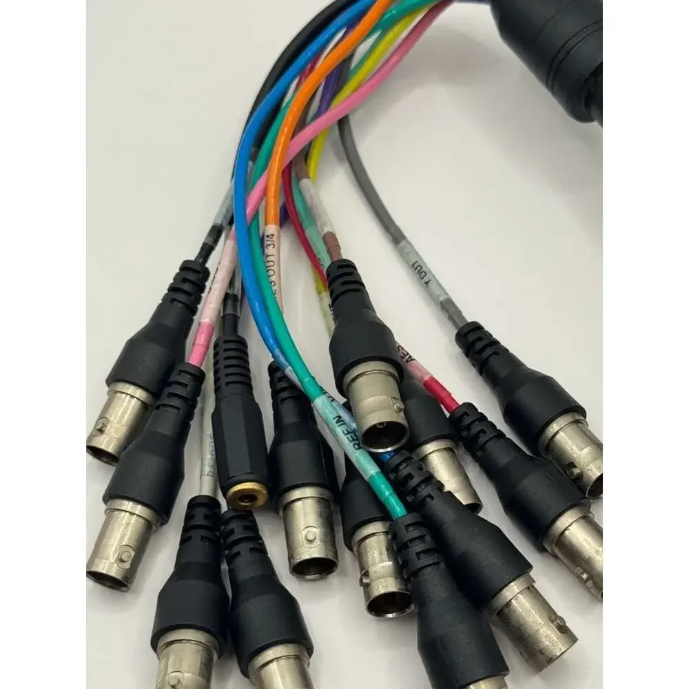 DB25 3-Row to 12 BNC Female Breakout Cable SDI Video Snake + RCA Audio Out